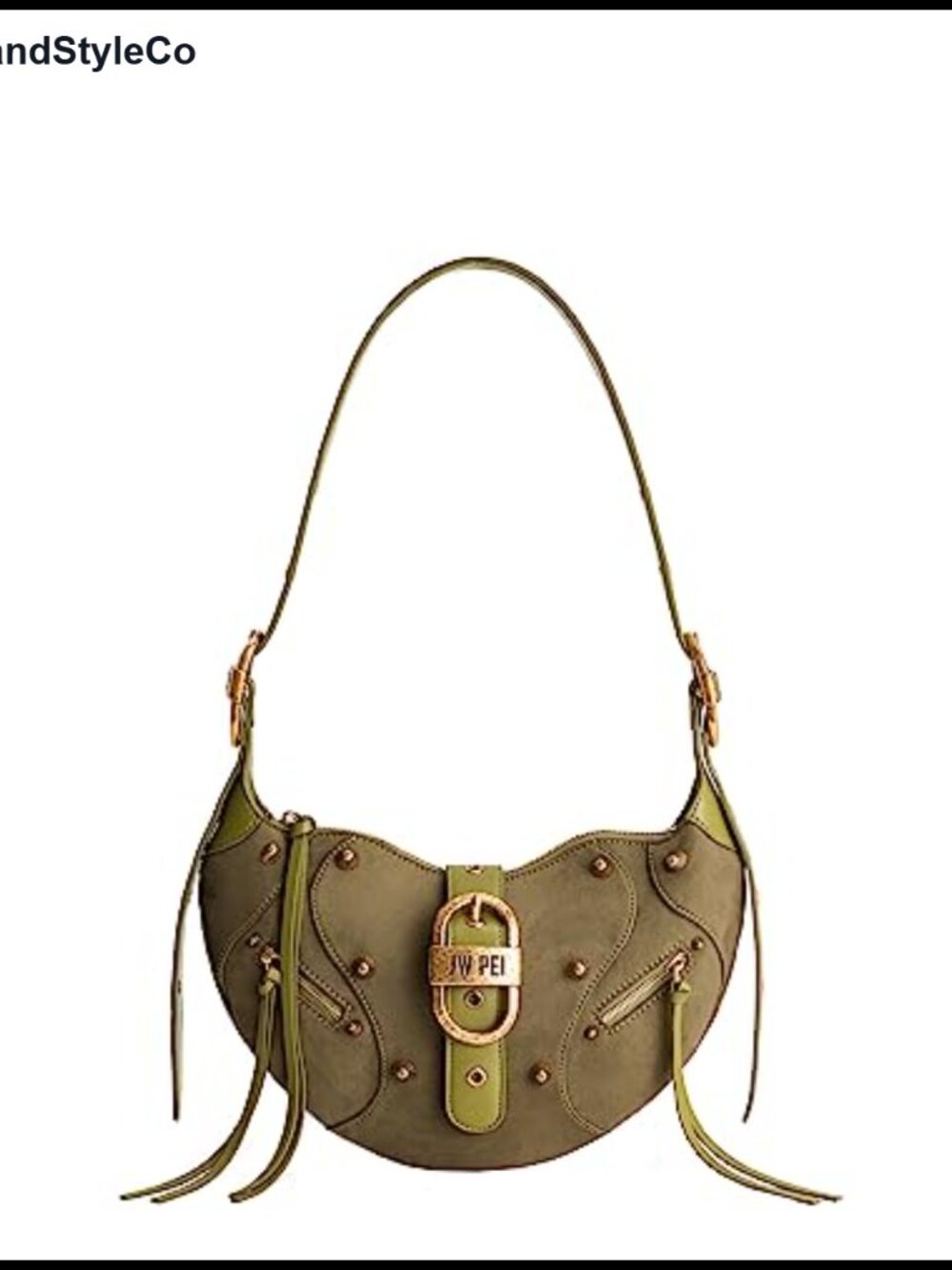 Vegan Leather Hobo Shoulder Bag Detachable Strap Zip Closure